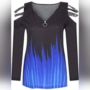 🆕️Sexy Black & Blue V-neck Zip Tunic Size XL NWOT